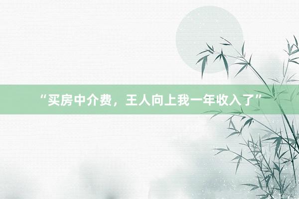 “买房中介费,王人向上我一年收入了”