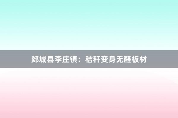 郯城县李庄镇:秸秆变身无醛板材