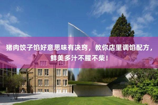 猪肉饺子馅好意思味有决窍,教你店里调馅配方,鲜美多汁不腥不柴!