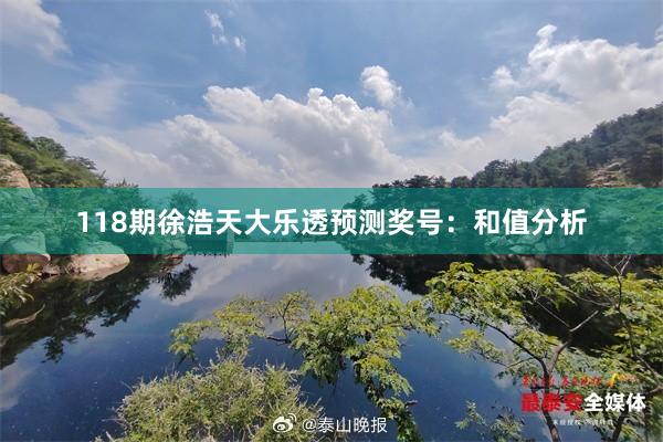 118期徐浩天大乐透预测奖号：和值分析