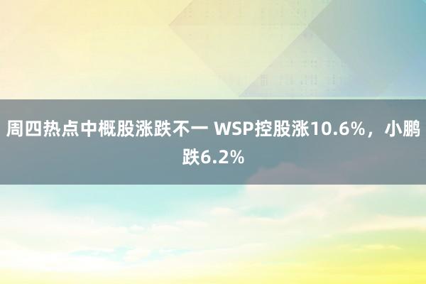 周四热点中概股涨跌不一 WSP控股涨10.6%,小鹏跌6.2%