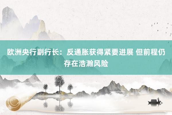 欧洲央行副行长:反通胀获得紧要进展 但前程仍存在浩瀚风险
