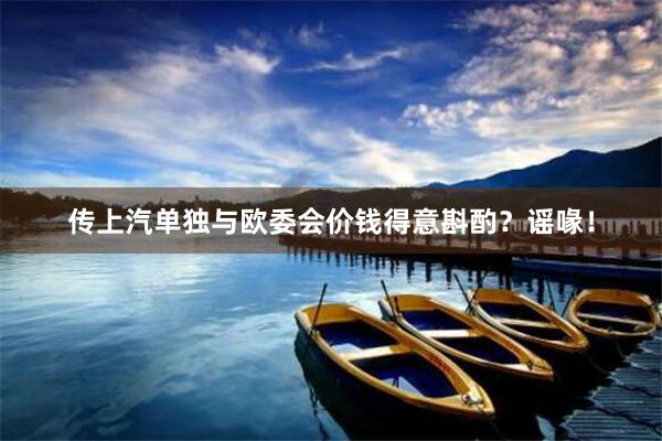 传上汽单独与欧委会价钱得意斟酌?谣喙!
