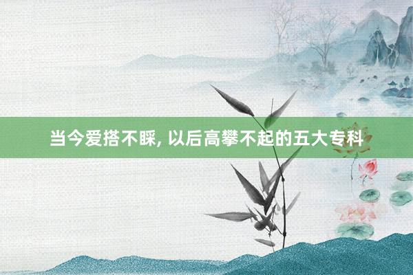 当今爱搭不睬, 以后高攀不起的五大专科